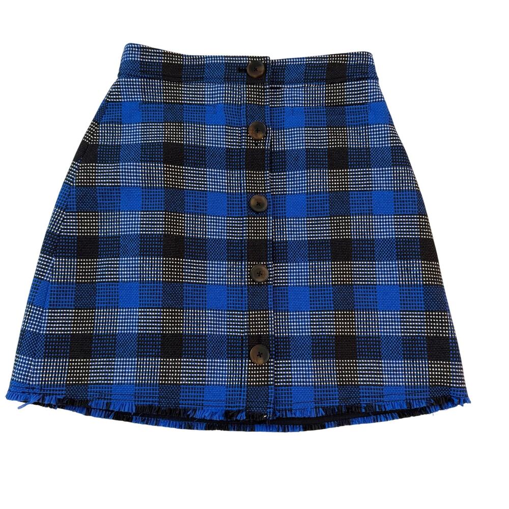 Derek Lam 10 Crosby Plaid Blue Mini Skirt